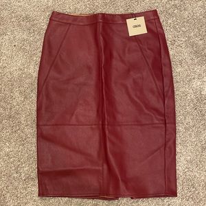 Faux leather midi skirt